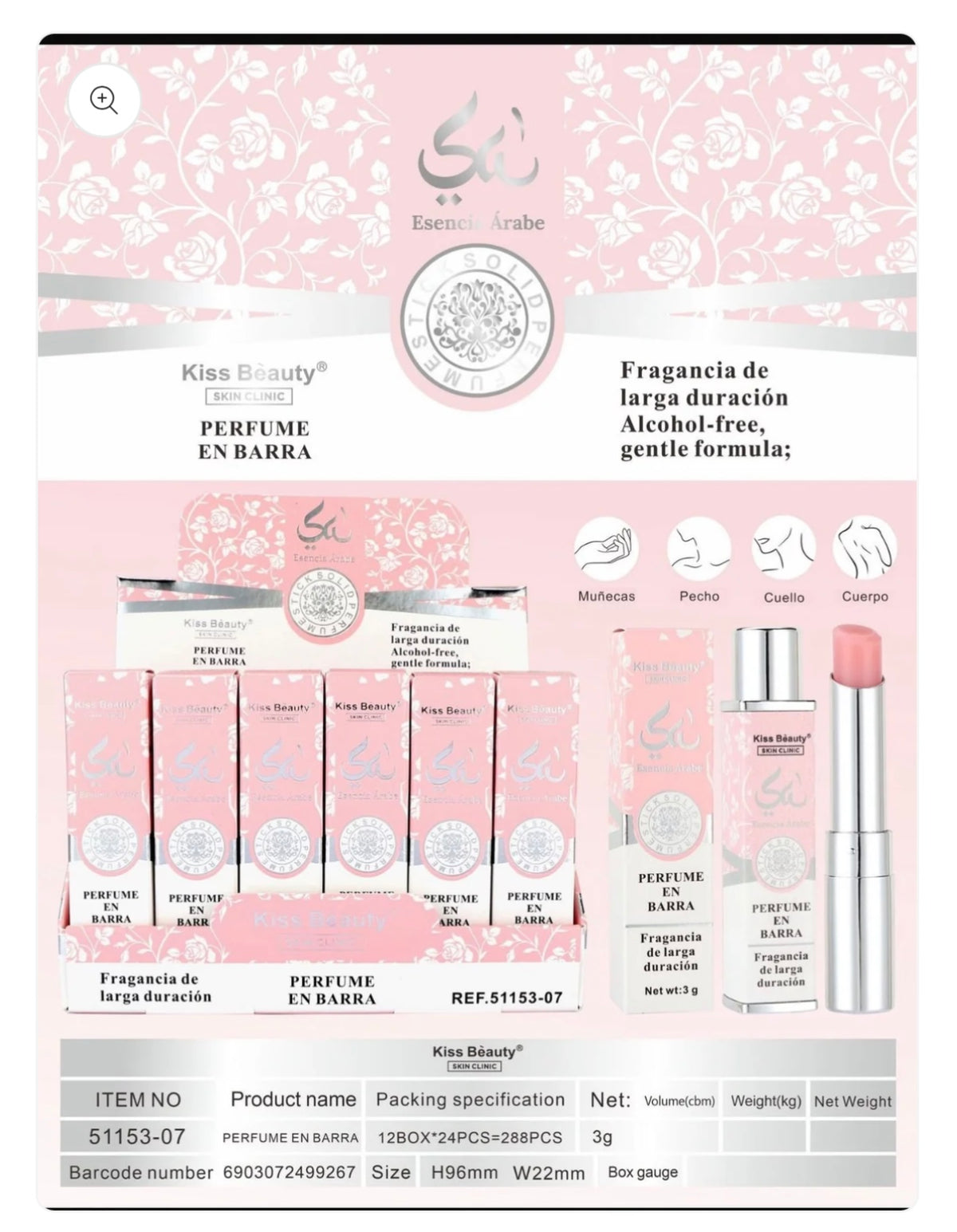 Perfume en Barra inspiración Yara Rosa